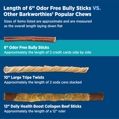 Odor-Free Bully Sticks by Barkworthies - 100% Natural Beef Dog Treats