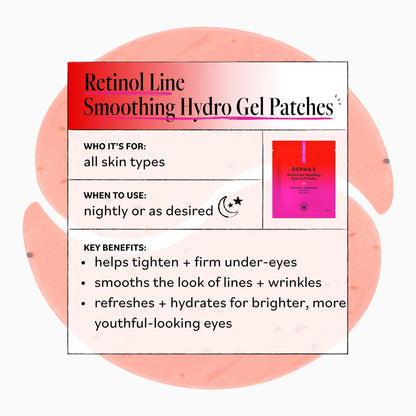 Derma E Retinol + Bakuchiol Under Eye Patches, Non-Irritating, Line Smoothing Hydro Gel Eye Patches with Rose Water & Real Hibiscus Petals, Helps Reduce Fine Lines, Crows Feet & Wrinkles