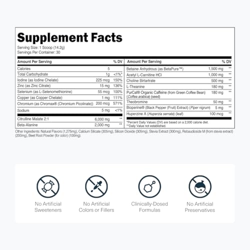 Transparent Labs Lean Pre-Workout - Body Recomposition Pre Workout for Men and Women