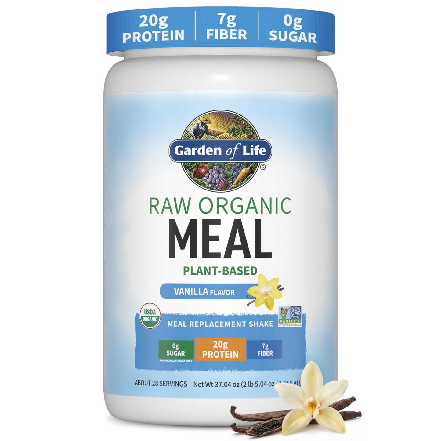 Raw Organic Meal Powder (Vanilla), 34.2 oz (969 g) Bottle