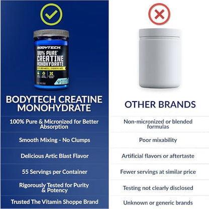 BodyTech Creatine Monohydrate - Supports Muscle Endurance, Strength & Mass