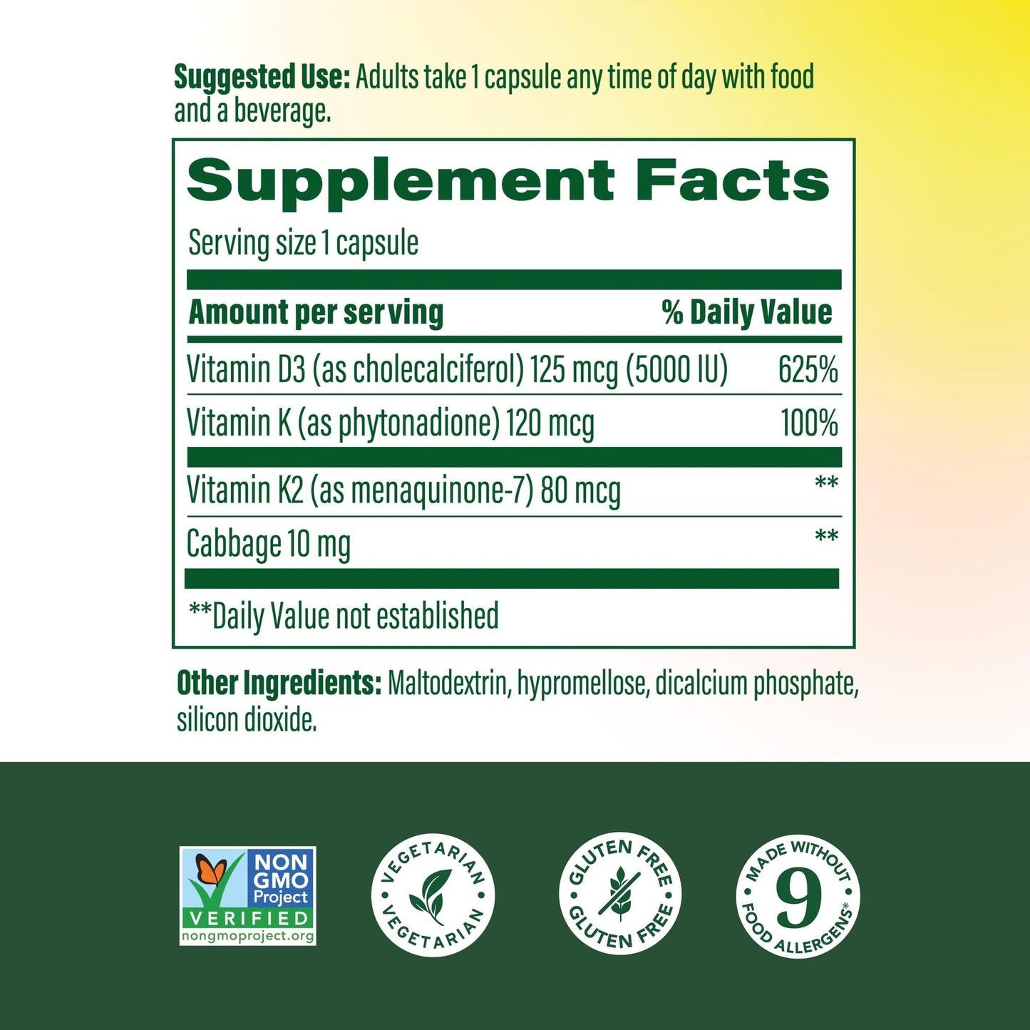MegaFood Vitamin D3 5000 IU with K2 - Bone & Immune Support