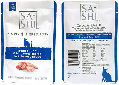 Sa-Shi Grain Free Wet Cat Food Pouches 1.76oz. Five Flavors