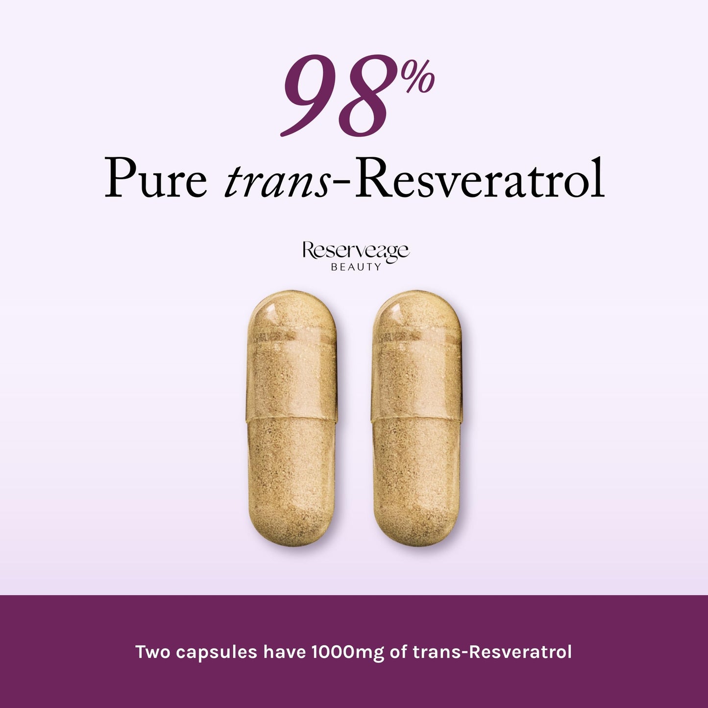 Reserveage Beauty Resveratrol 1000mg - Heart & Immune Support, 60 Capsules