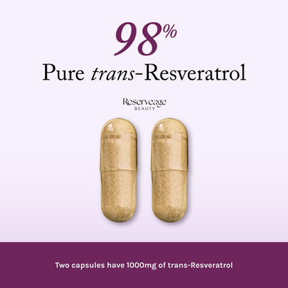 Reserveage Beauty Resveratrol 1000mg - Heart & Immune Support, 60 Capsules