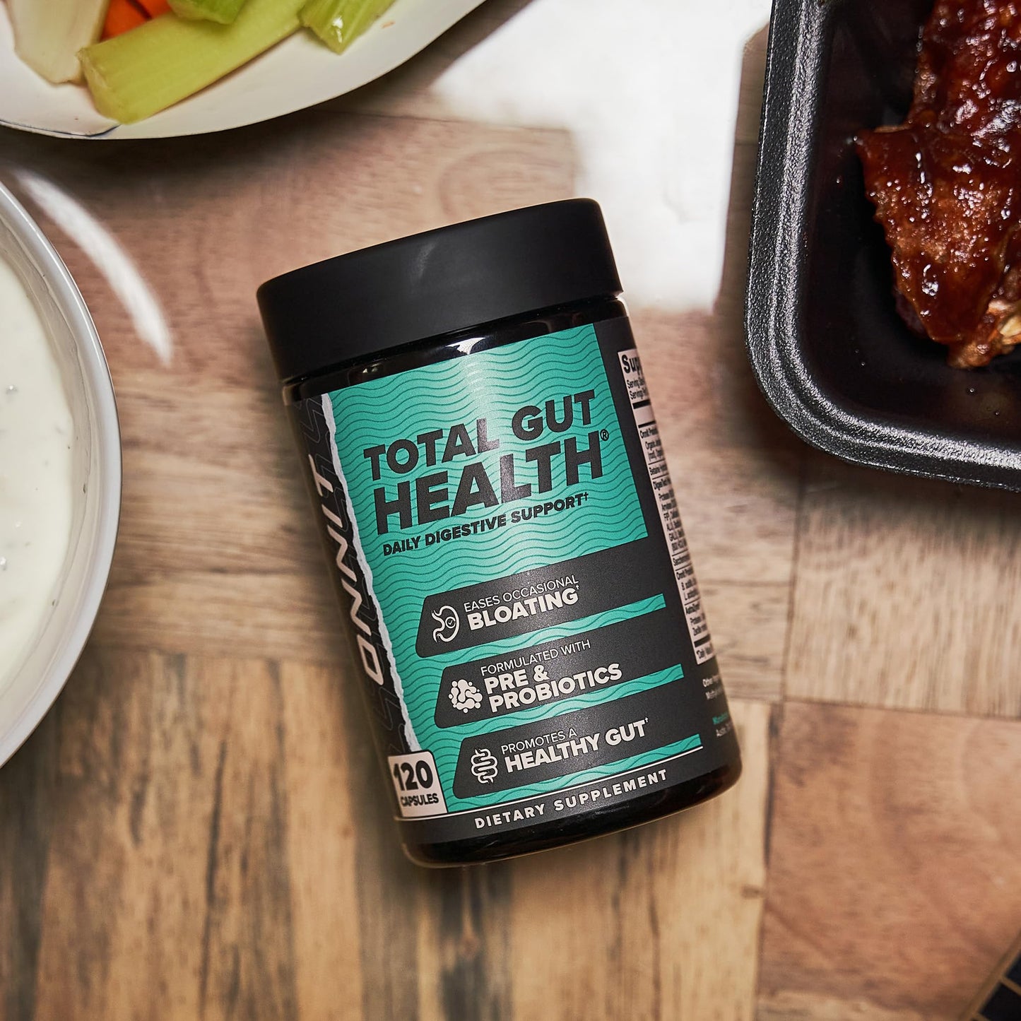 ONNIT Total Gut Health Daily Digestive Support, IGEN™ Non-GMO Tested Digestion Supplement for Women and Men with 7 Strains of Probiotics, Prebiotics, Enzymes and Betaine HCL, 60 Count