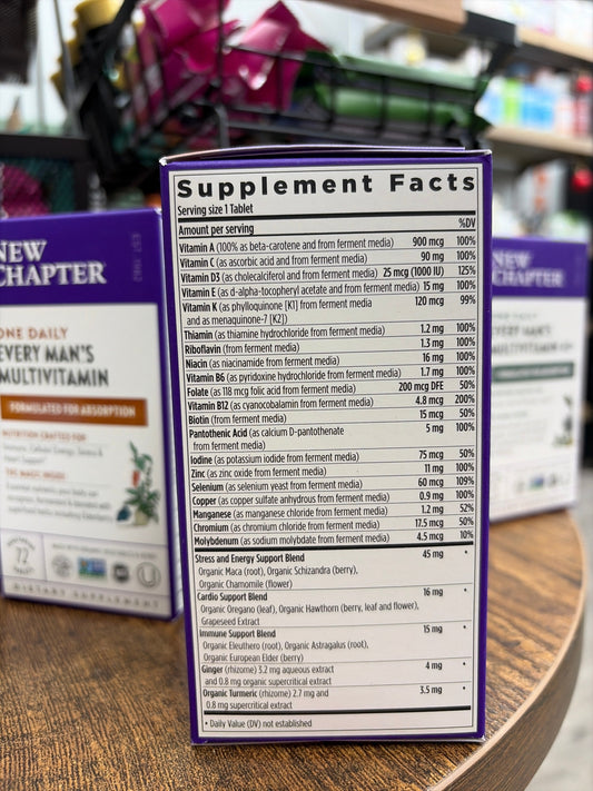New Chapter One Daily Every Man’s Multivitamin (72 Vegetarian Tablets)