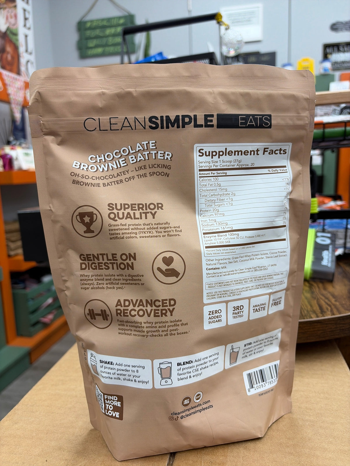 Clean Simple Protein Powder Chocolate Brownie Batter 1.1 LBS 20 Servings