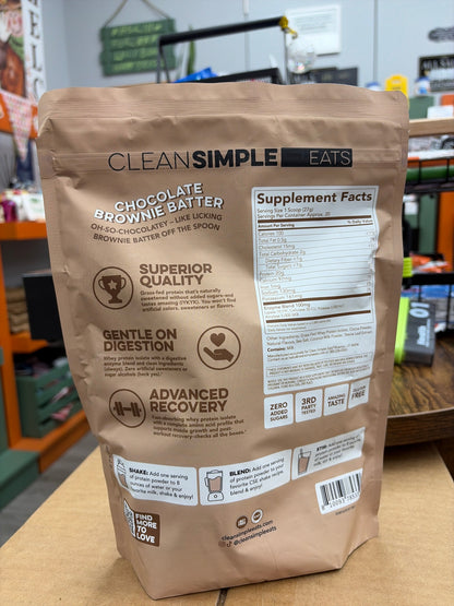 Clean Simple Protein Powder Chocolate Brownie Batter 1.1 LBS 20 Servings