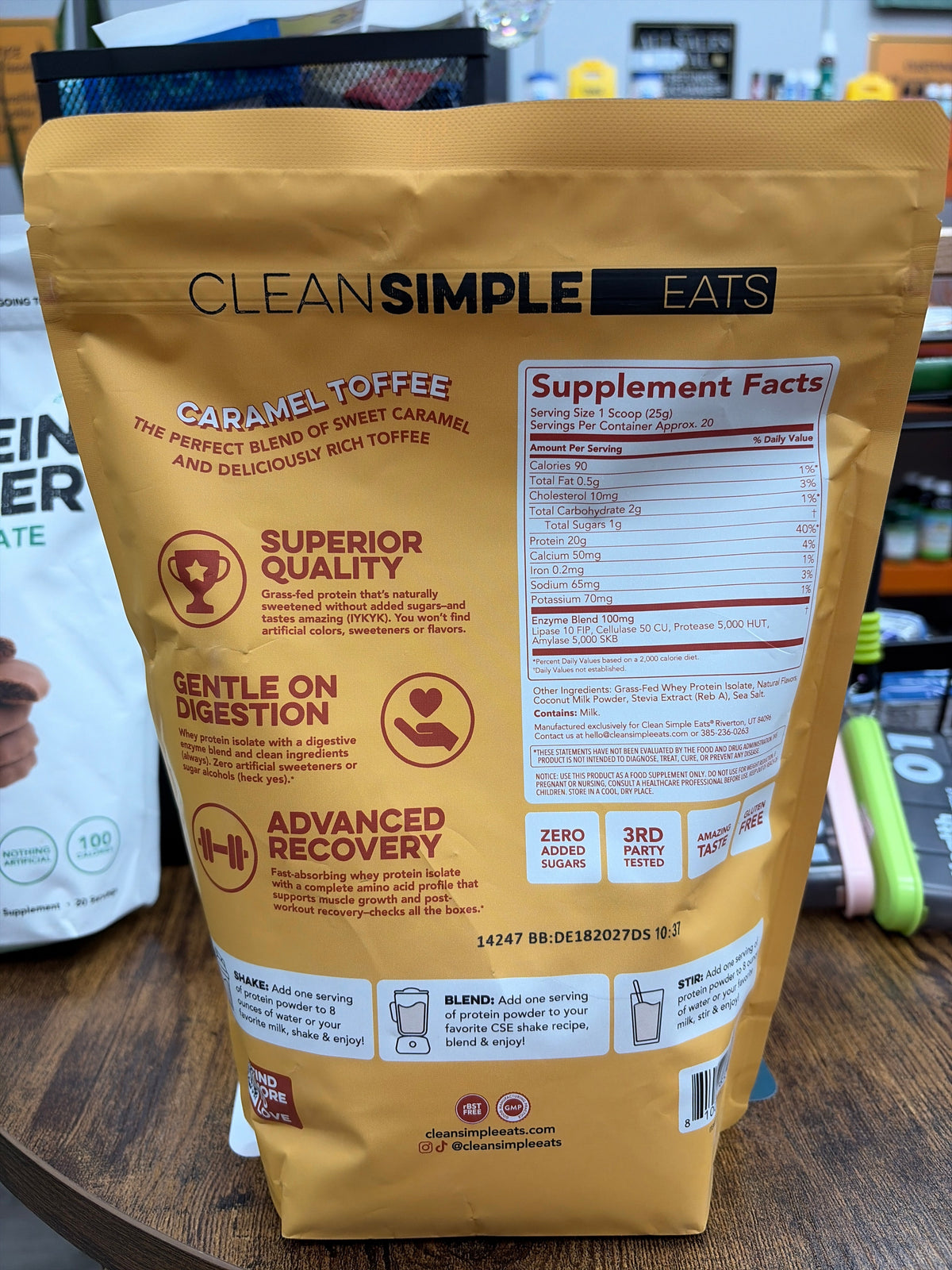 Clean Simple Protein Powder Caramel Toffee 1.1 LBS 20 Servings