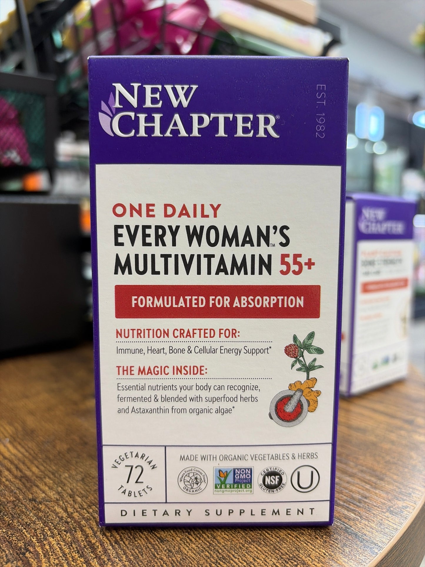 New Chapter Women’s Multivitamin 55+, Astaxanthin, B6, B12, D3, Vitamin C & Zinc, Immune, Heart, Cellular Energy, and Bone Support, Gentle on The Stomach, One Daily, Non-GMO, Gluten-Free, 72 Tablets