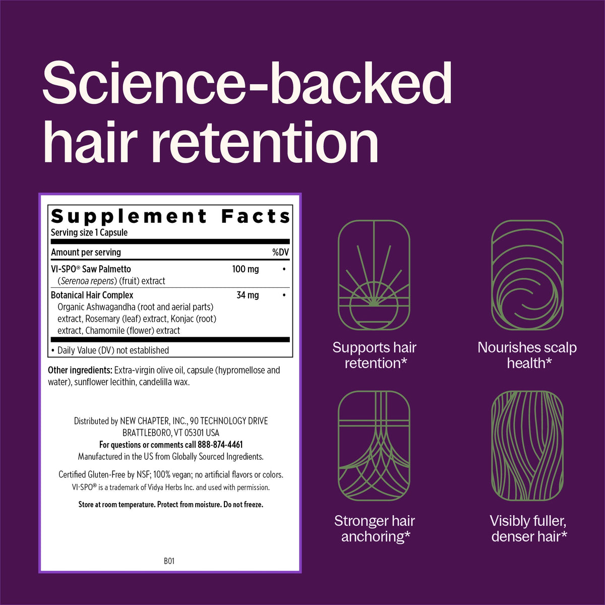 New Chapter Hair Growth & Retention 30 Capsules — Product label and ingredients
