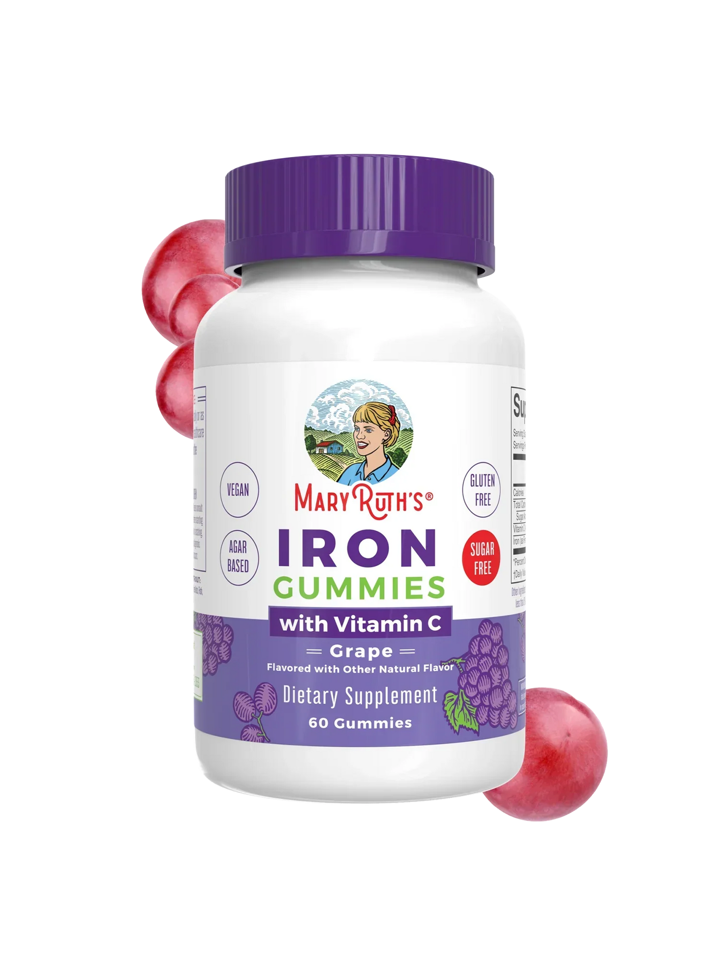 MaryRuth's Iron Gummies for 14+ with Vitamin C for Absorption | Sugar Free | Gummy Iron Supplement + VIT C | Energy Metabolism | Cellular Health | Immune Support | Vegan | Non-GMO | 60 Count
