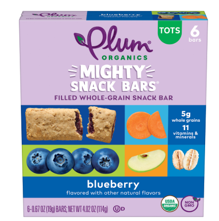 Plum Organics Mighty Snack Bars - Blueberry - 0.67 oz Bars (Pack of 6)