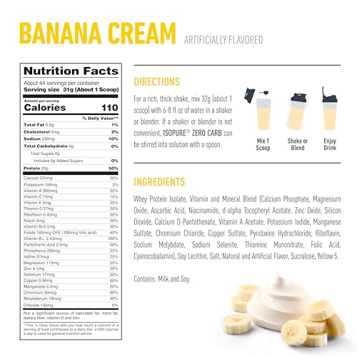 Isopure Creamy Vanilla Whey Isolate Protein Powder