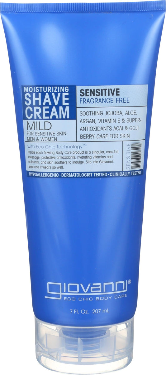 GIOVANNI Moisturizing Shave Cream - Invigorating Tea Tree & Mint Scented, Enriched with Jojoba, Vitamin E, Acai, Shea Butter Extract, Hyporallergic, For Men & Women, All Skin Types - 7 oz