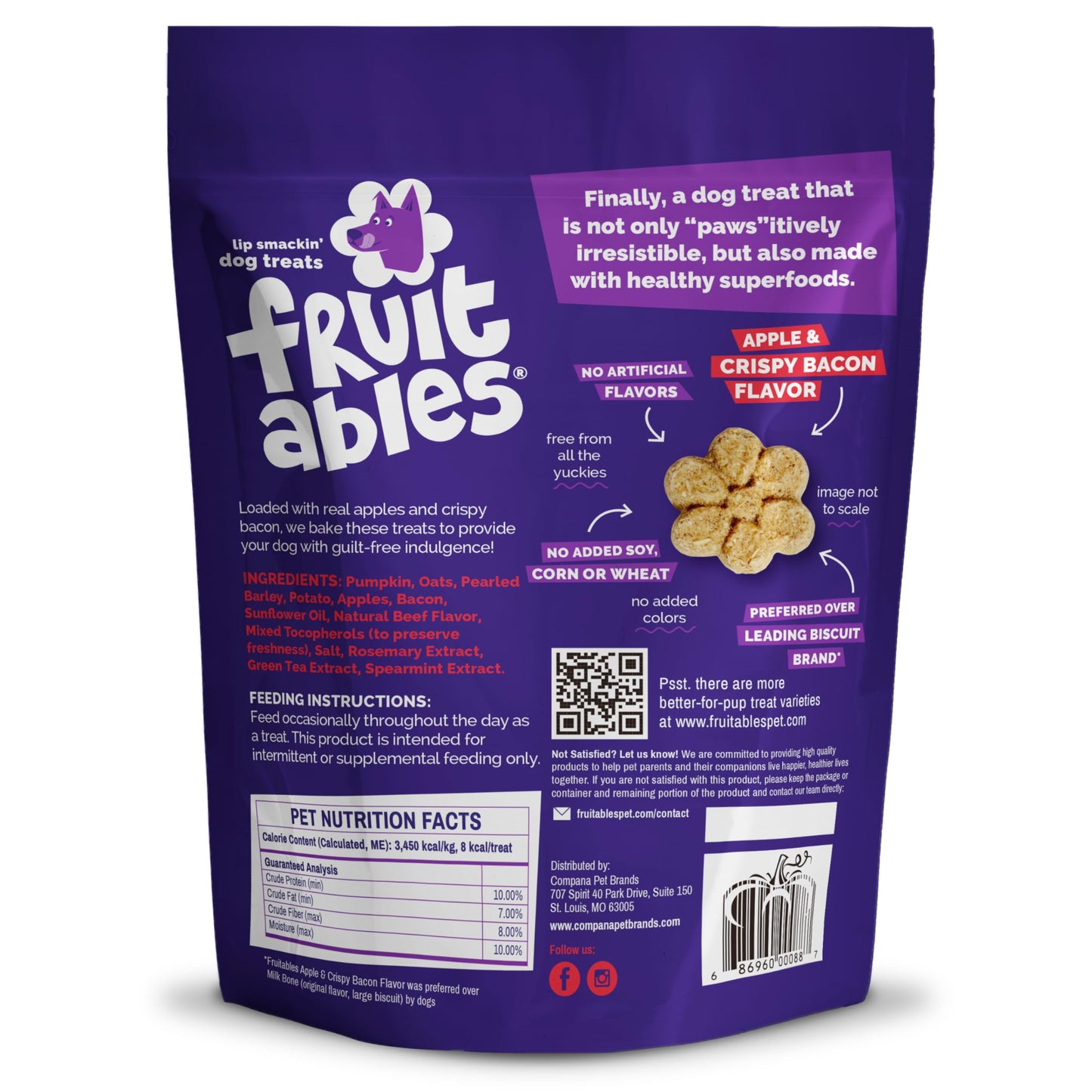 Fruitables Apple & Bacon Natural Dog Biscuits