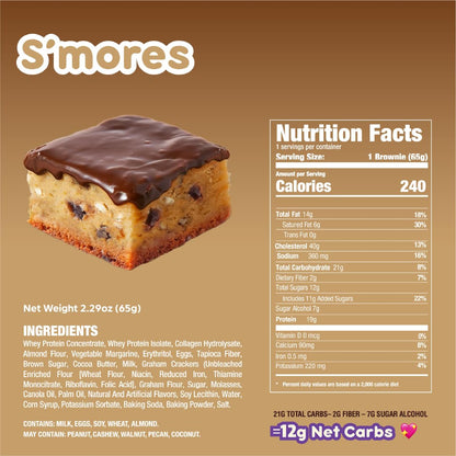 Prime Bites Protein Brownie from Alpha Prime Supplements | High Protein, Collagen Fortified Low Sugar Treat | Delicious Snack | 12 Bars per Box