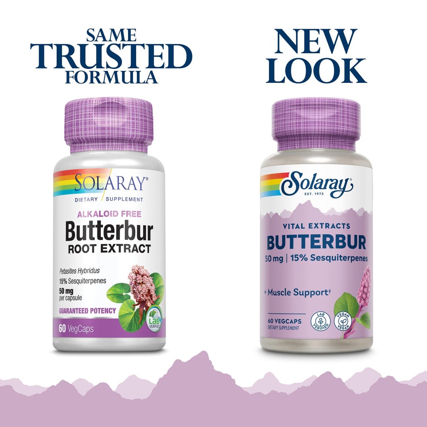 SOLARAY Unflavored Capsules Butterbur Muscle Support 50Mg Yes Vegetarian,Vegan