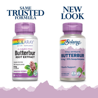 SOLARAY Unflavored Capsules Butterbur Muscle Support 50Mg Yes Vegetarian,Vegan