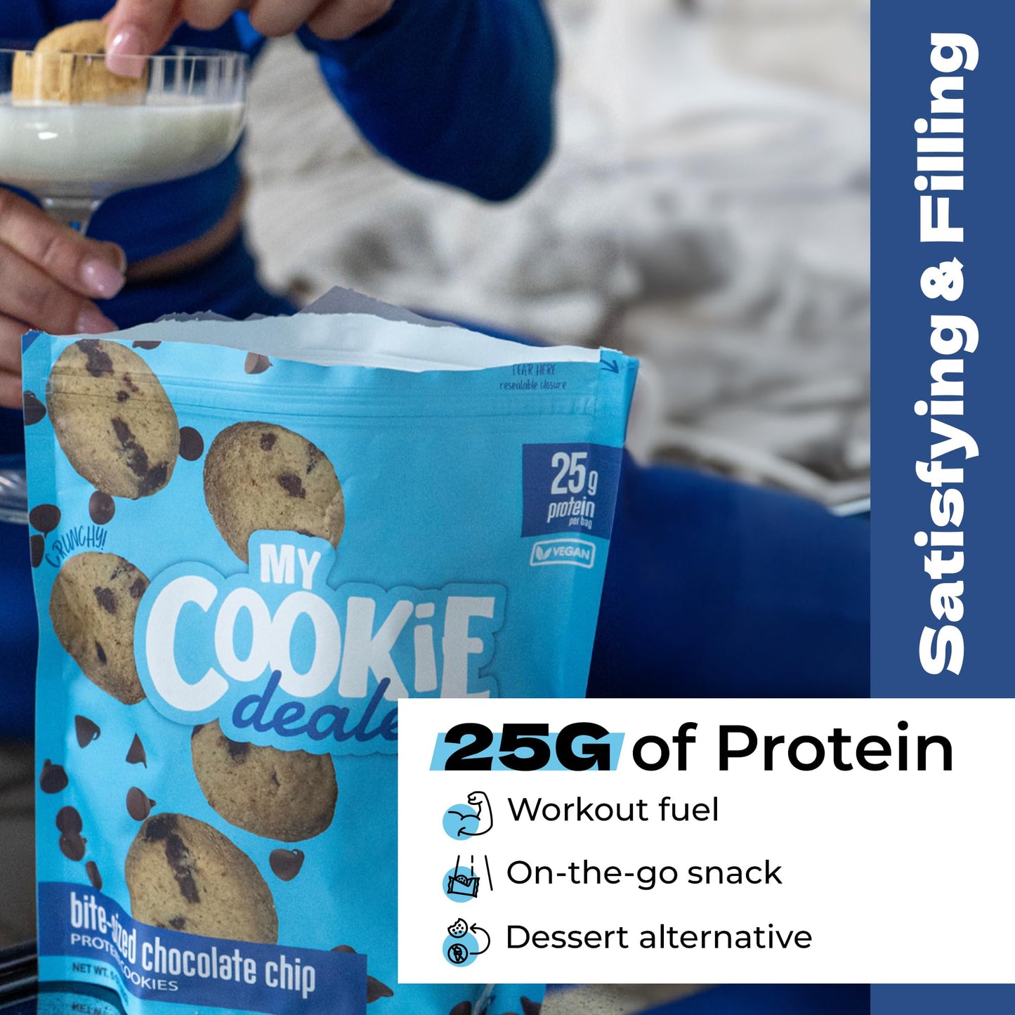 My Cookie Dealer Protein Cookies - 25g Protein per Bag (Made with RAW Nutrition) - Healthy Post Work-Out & Travel Snacks, Vegan
