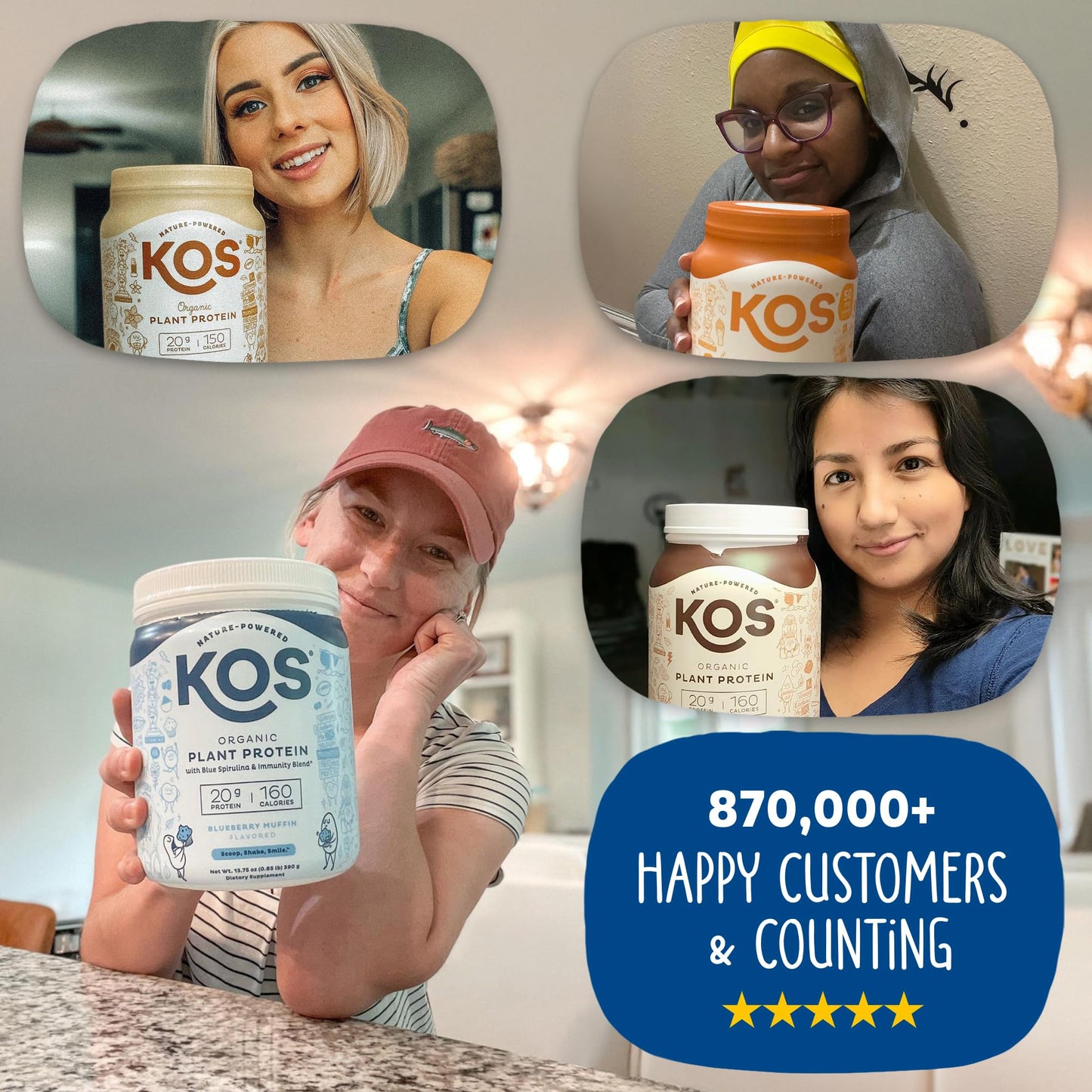 KOS Vegan Protein Powder Erythritol Free - Organic Pea Protein Blend