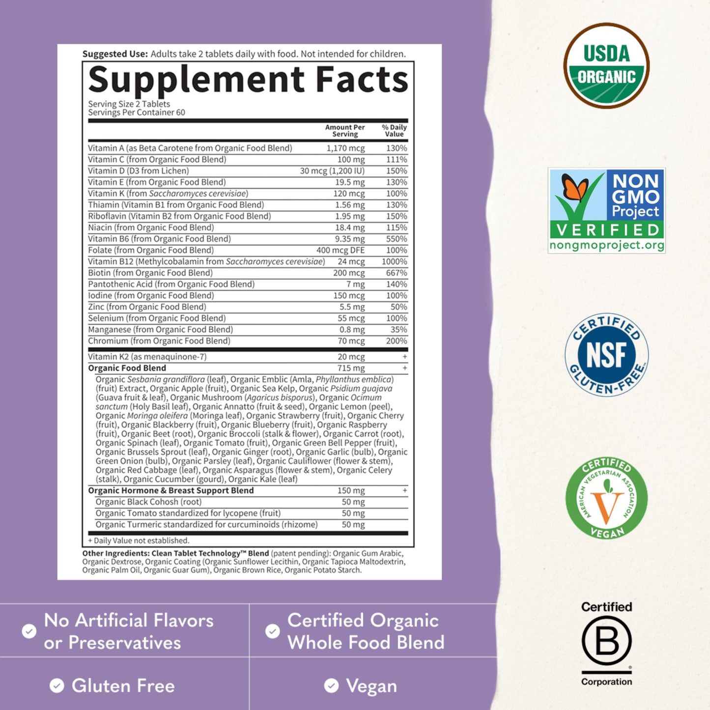 Garden of Life Organics Vitamins for Women 40 Plus, Vegan