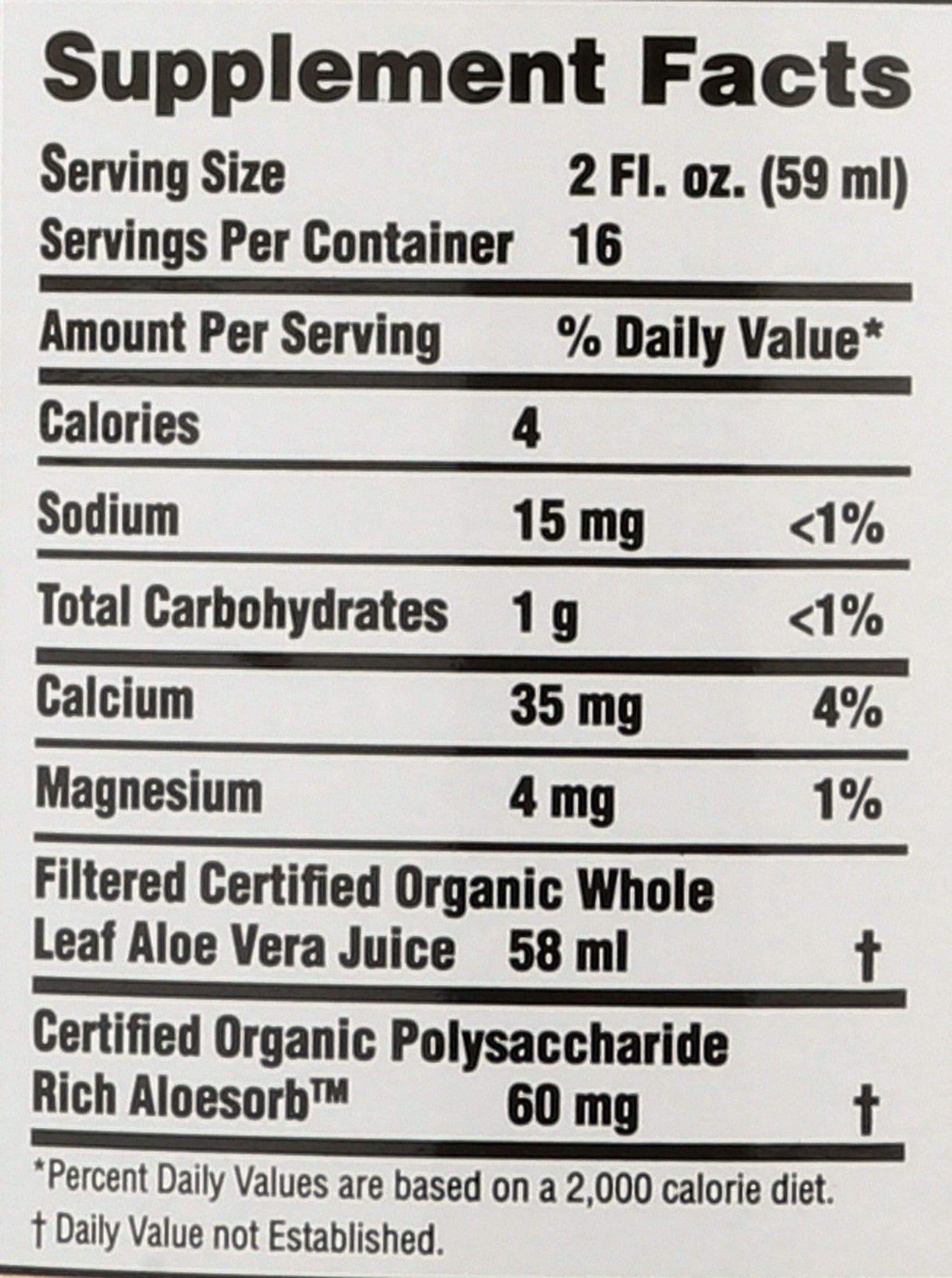 Aloe Vera Juice Organic Whole Leaf No Preservatives - 32 oz - Liquid