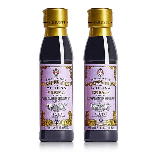 Giusti Fig Balsamic Vinegar Glaze Condiment– Italian Gourmet Balsamic Reduction with Sweet Fig, Rich & Tangy Drizzle for Cheese, Meat, Salads & More, Based on Balsamic Vinegar