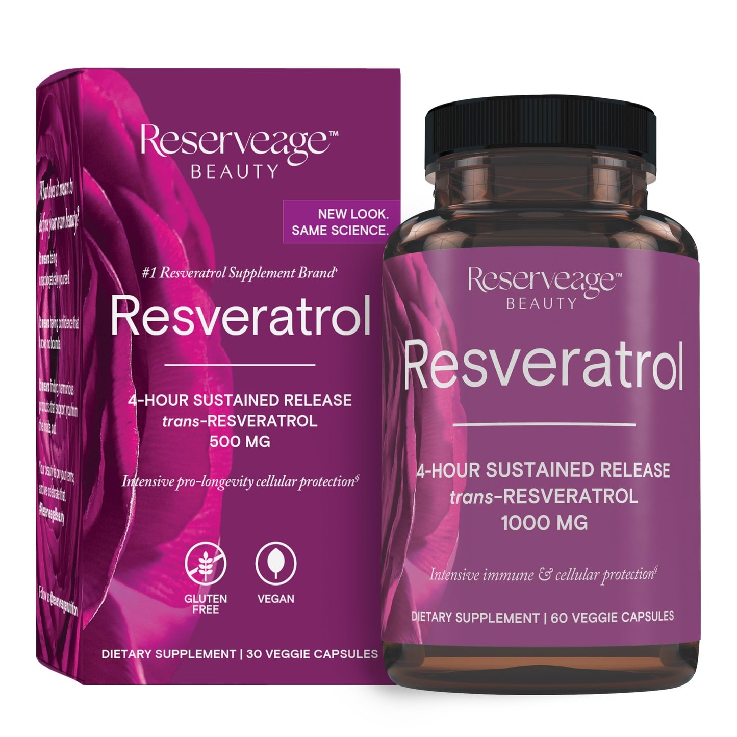 Reserveage Beauty Resveratrol 1000mg - Heart & Immune Support, 60 Capsules
