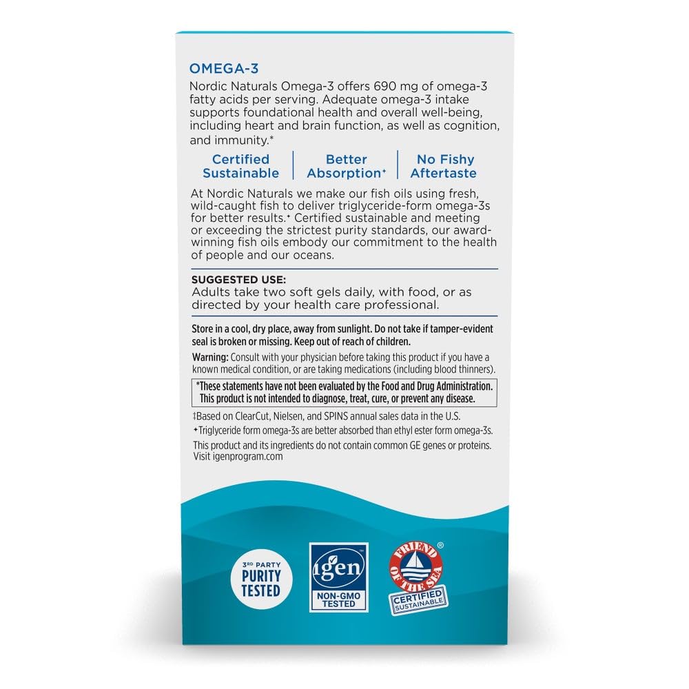 Nordic Naturals Omega-3 Soft Gels - Omega-3 Essential Fatty Acids Aid in Cognition