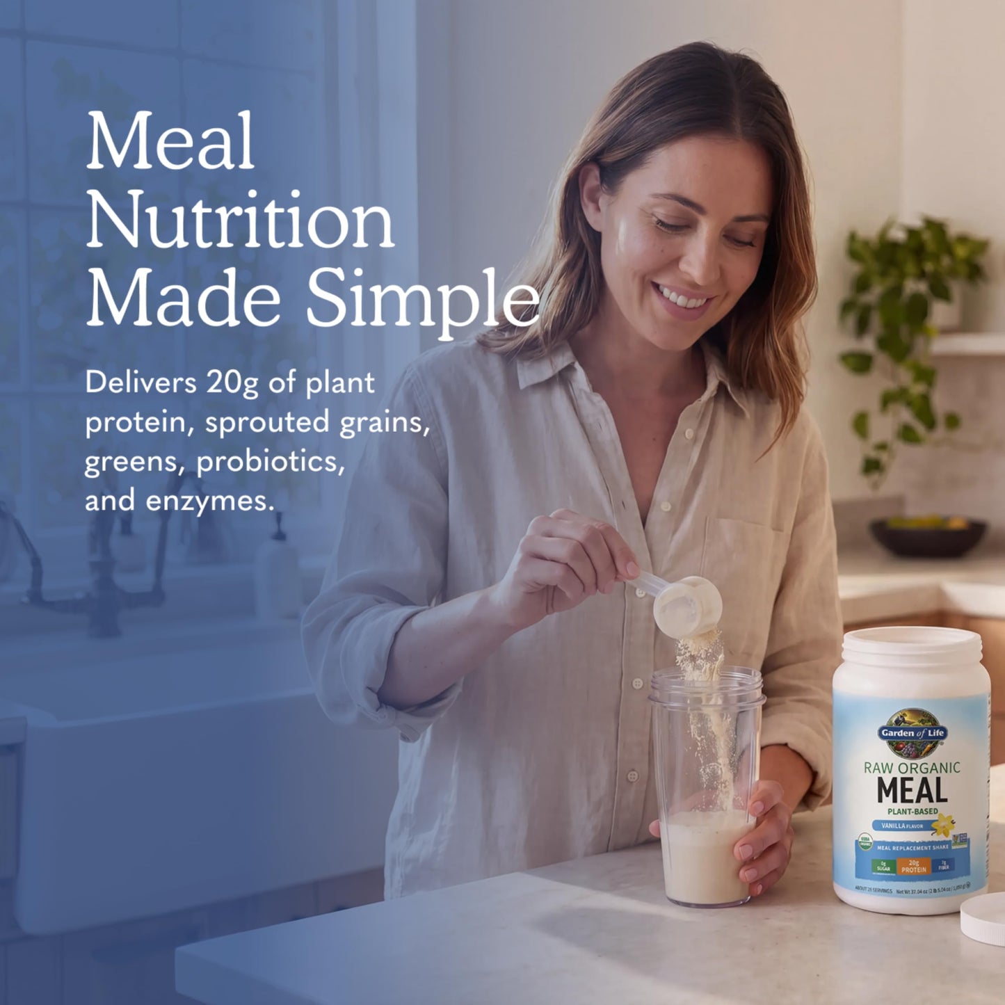 Raw Organic Meal Powder (Vanilla), 34.2 oz (969 g) Bottle