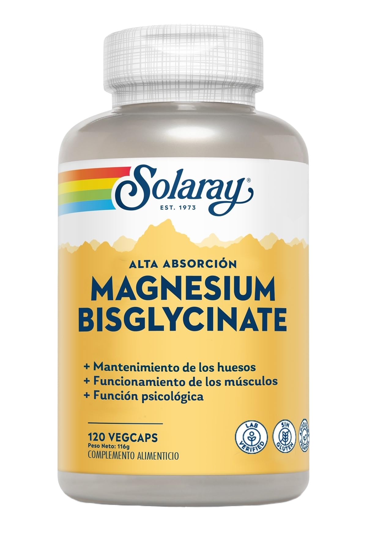 SOLARAY Magnesium Glycinate Capsules, Chelated Magnesium Bisglycinate w/BioPerine, Higher Absorption Magnesium Supplement - Bones, Muscles, Heart Support, Vegan