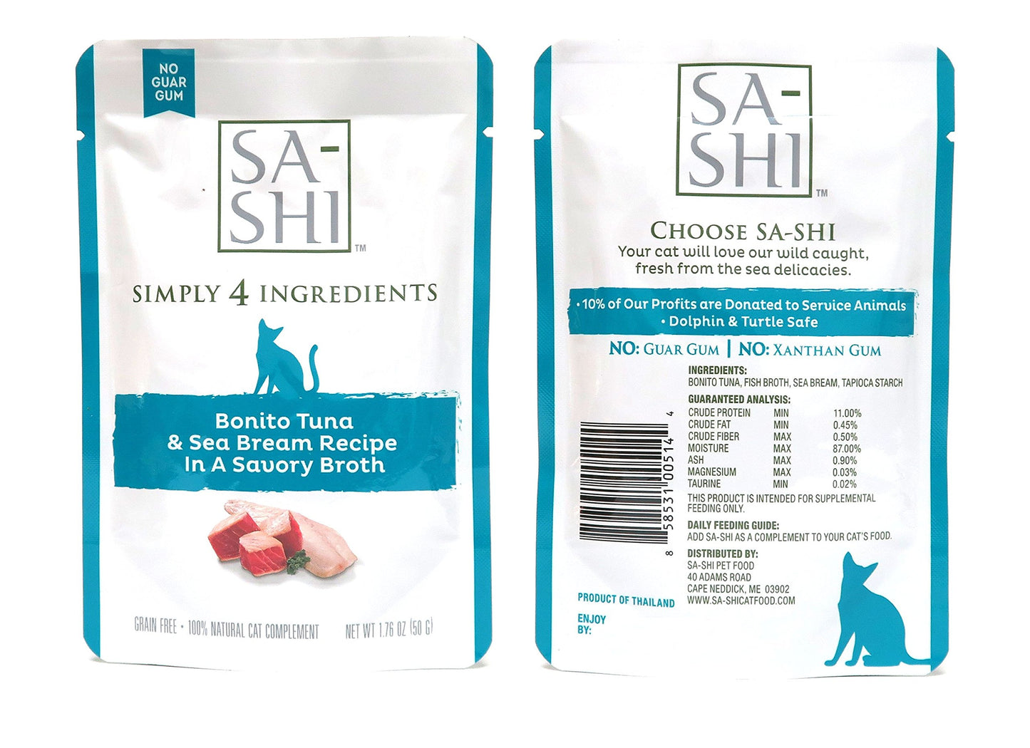 Sa-Shi Grain Free Wet Cat Food Pouches 1.76oz. Five Flavors