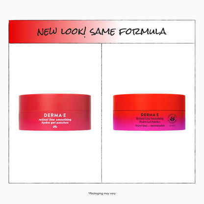 Derma E Retinol + Bakuchiol Under Eye Patches, Non-Irritating, Line Smoothing Hydro Gel Eye Patches with Rose Water & Real Hibiscus Petals, Helps Reduce Fine Lines, Crows Feet & Wrinkles