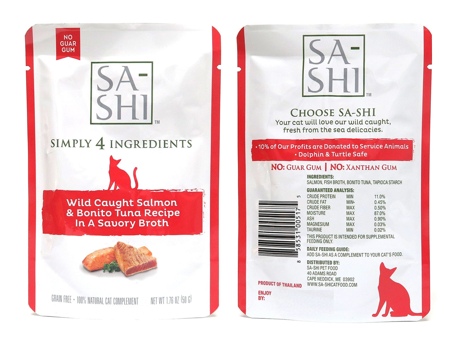 Sa-Shi Grain Free Wet Cat Food Pouches 1.76oz. Five Flavors