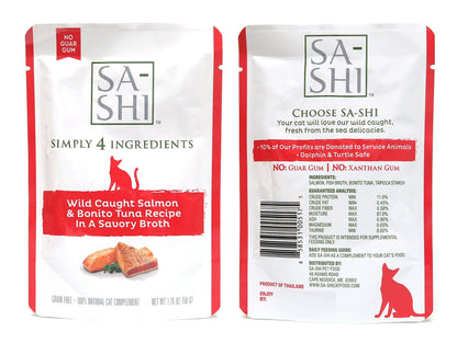 Sa-Shi Grain Free Wet Cat Food Pouches 1.76oz. Five Flavors