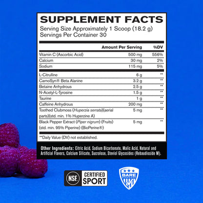 BARE PERFORMANCE NUTRITION BPN Flight Pre Workout, Supports Energy and Mental Focus, Improved Endurance & Muscle Pumps with CarnoSyn® Beta Alanine, 30 Servings