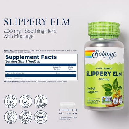 Solaray Slippery Elm Bark Supplement - Respiratory & GI Support