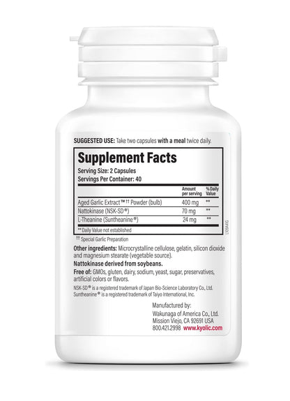 Kyolic Aged Garlic Extract Formula 109 - Blood Pressure Health Support