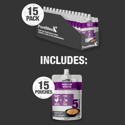 PureBites Plus Squeezables Dog Treat • Topper 71g | Gut & Digestion | 5 Ingredients | Case of 15