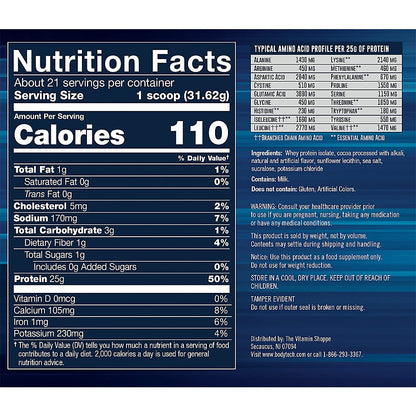 BodyTech Whey Protein Isolate Powder - 25 Grams of Protein per Serving & BCAA's