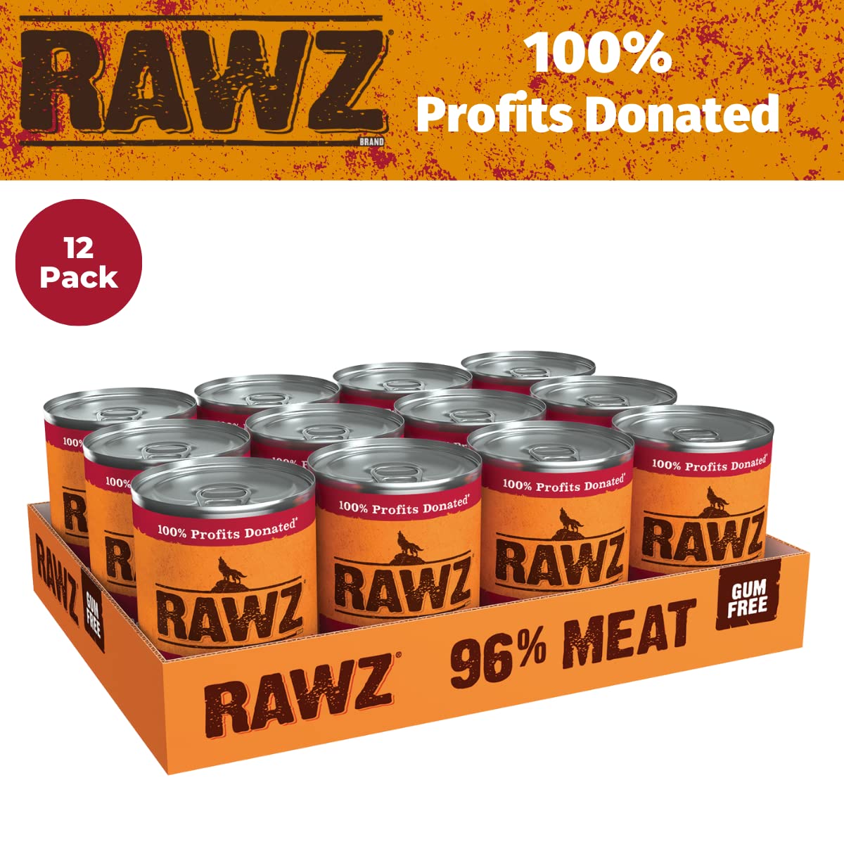 Rawz 96% Meat Canned Wet Food for Dogs 12 Pack/ 12.5 oz. Cans