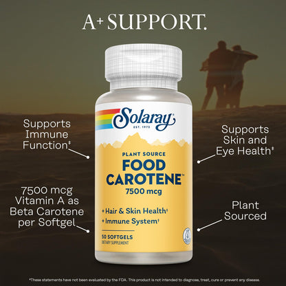 SOLARAY Food Carotene 7500mcg (25000 IU) - Beta Carotene Vitamin A Supplement