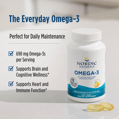 Nordic Naturals Omega-3 Soft Gels - Omega-3 Essential Fatty Acids Aid in Cognition