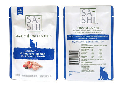 Sa-Shi Grain Free Wet Cat Food Pouches 1.76oz. Five Flavors