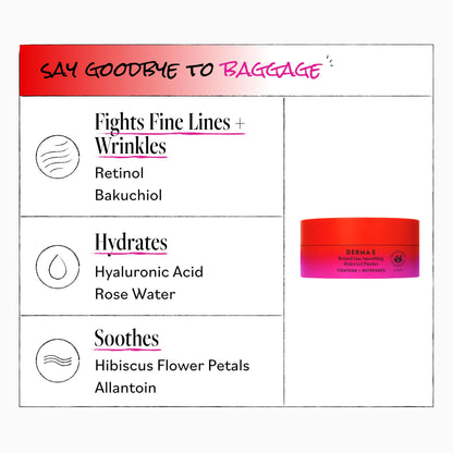 Derma E Retinol + Bakuchiol Under Eye Patches, Non-Irritating, Line Smoothing Hydro Gel Eye Patches with Rose Water & Real Hibiscus Petals, Helps Reduce Fine Lines, Crows Feet & Wrinkles