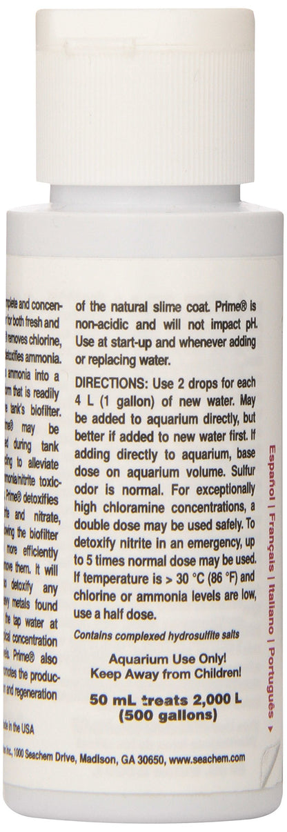 Seachem Prime Fresh and Saltwater Conditioner - Chemical Remover and Detoxifier