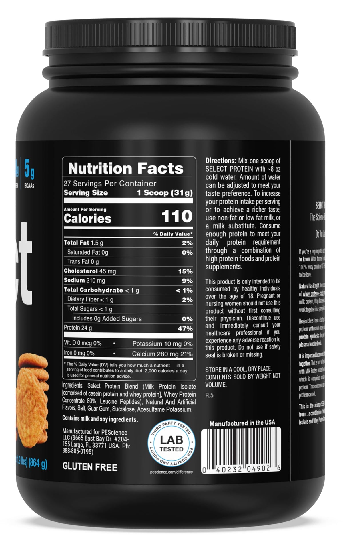 PEScience Select Low Carb Protein Powder, Keto Friendly and Gluten Free
