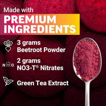 Force Factor Total Beets Energy Drink Mix, Superfood Beet Root Powder with Nitrates to Boost Energy and Support Circulation, Blood Flow, Nitric Oxide and Stamina, Heart Health Supplement